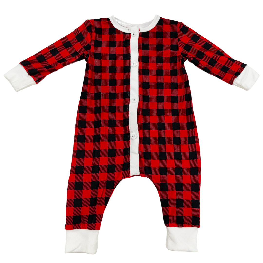 One-piece Buttflap Pajamas - Buffalo Plaid