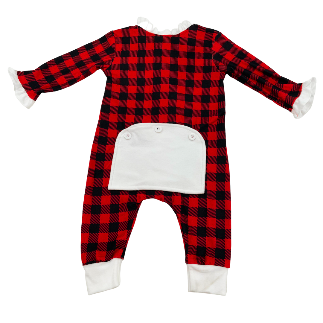 One-piece Ruffle Buttflap Pajamas - Buffalo Plaid