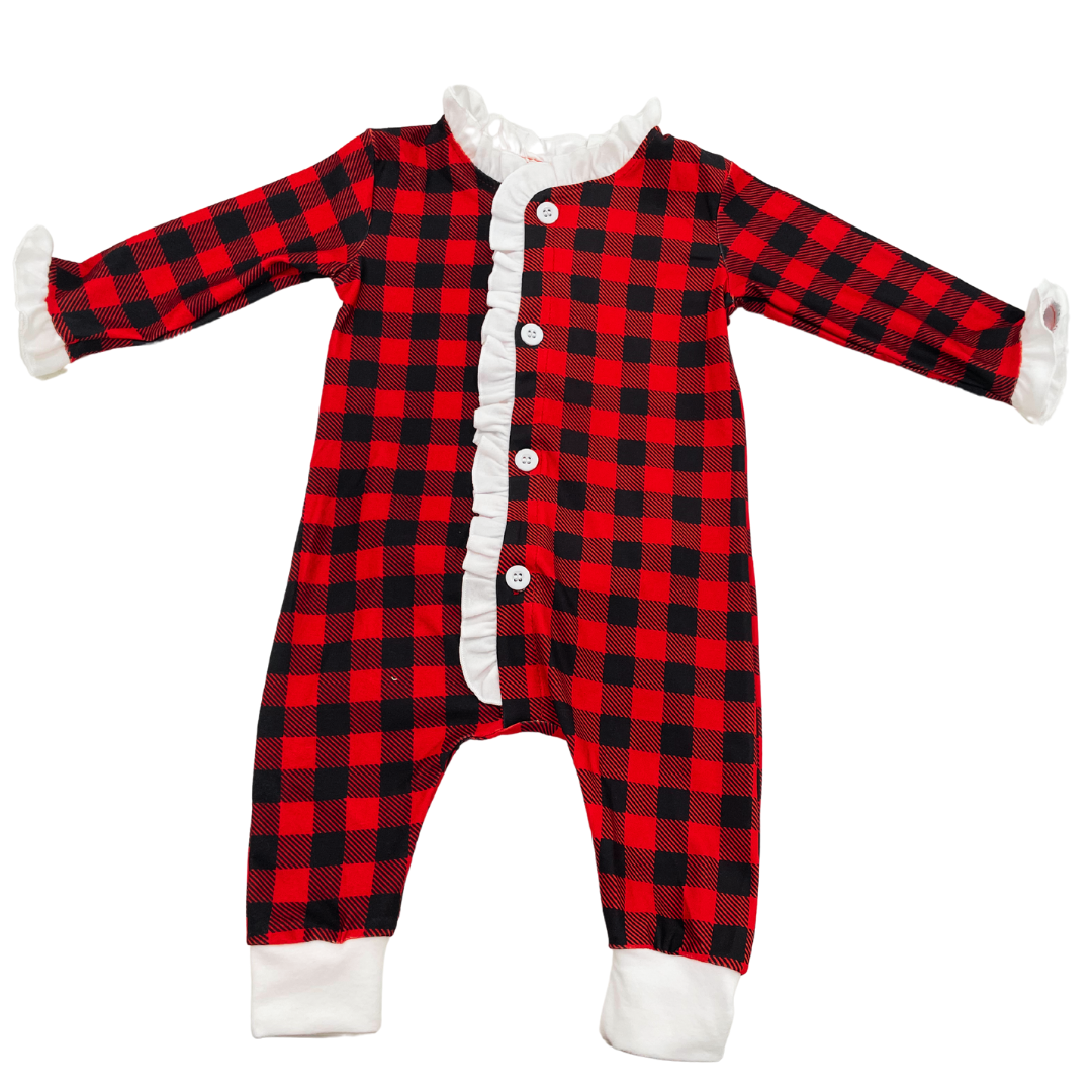 Ruffle Buttflap Pajamas - Buffalo Plaid