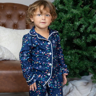 Button Down Pajamas - Christmas Lights Holiday Lounge - Sugar Bee Clothing