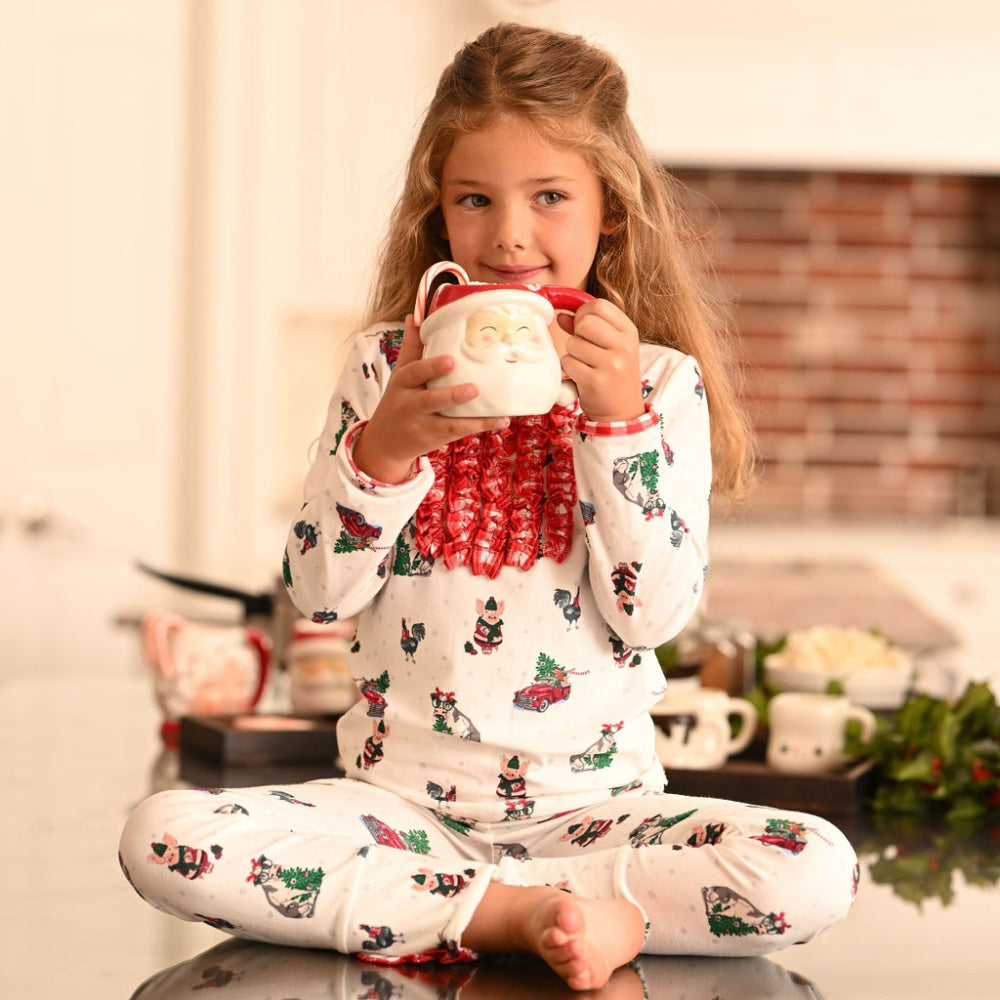 Ruffle Buttflap Pajamas- Christmas On The Farm Holiday Lounge PREORDER