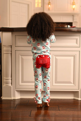Ruffle Buttflap Pajamas - Vintage Black Santa Holiday Lounge - Sugar Bee Clothing