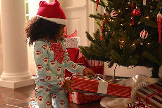 Ruffle Buttflap Pajamas - Vintage Black Santa Holiday Lounge - Sugar Bee Clothing