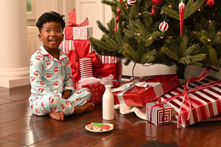 Button Down Pajamas - Vintage Black Santa Holiday Lounge - Sugar Bee Clothing