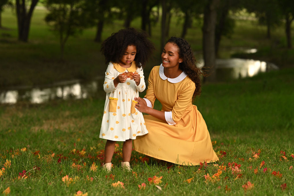 Claire Twirl Dress - Golden Flowers