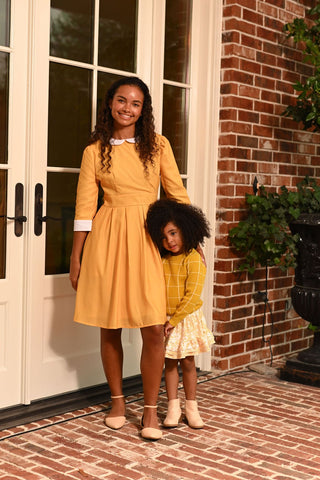 Mabel Peter Pan Dress - Amber - Sugar Bee Clothing