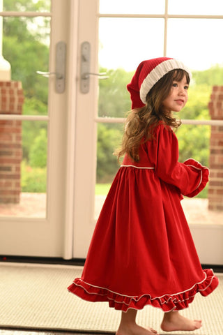 Ruffle Nightgown - Red Holiday Lounge - Sugar Bee Clothing