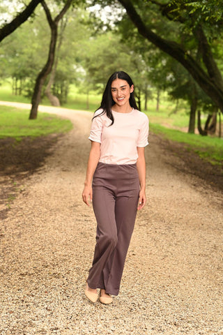 Josie 3/4 Ruched Top - Pink - Sugar Bee Clothing