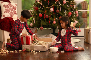 Ruffle Buttflap Pajamas - Tartan Holiday Lounge - Sugar Bee Clothing