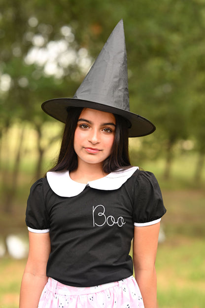 Peter Pan Puff Sleeve Tee - Black Boo