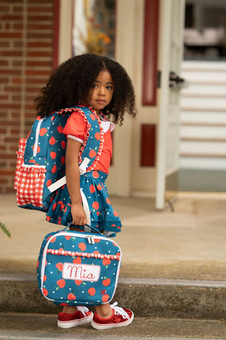 Lunch Bag - Apples on Navy - Sugar Bee Clothing