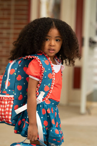 Backpack - Apples on Navy - Sugar Bee Clothing