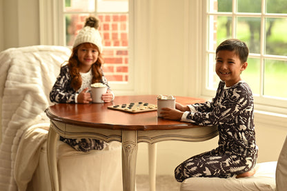 Ruffle Buttflap Pajamas- Espresso Mountain Animals