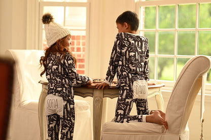 Ruffle Buttflap Pajamas- Espresso Mountain Animals