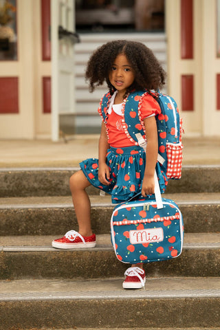 Lunch Bag - Apples on Navy - Sugar Bee Clothing