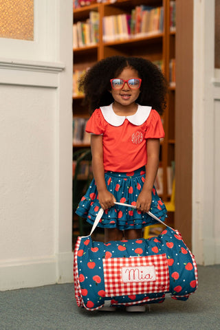 Nap Mat - Apples on Navy - Sugar Bee Clothing