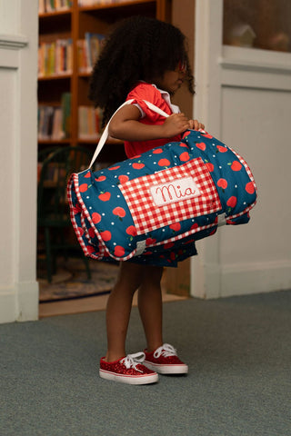 Nap Mat - Apples on Navy - Sugar Bee Clothing