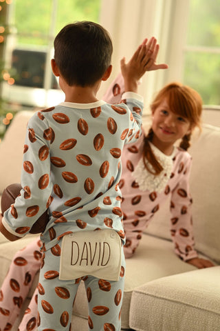 One - Piece Buttflap Pajamas - Football - Sugar Bee Clothing