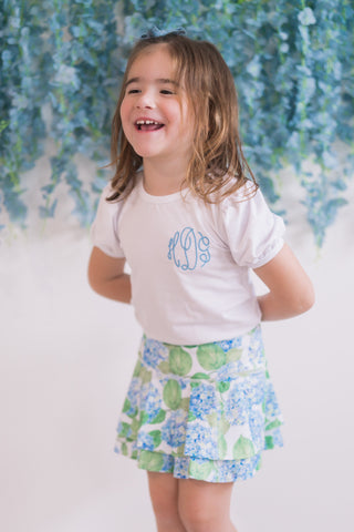Taylor Ruffle Tennis Skirt - Blue Hydrangeas - Sugar Bee Clothing