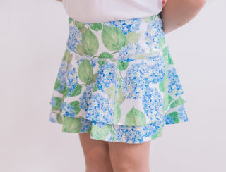 Taylor Ruffle Tennis Skirt - Blue Hydrangeas - Sugar Bee Clothing
