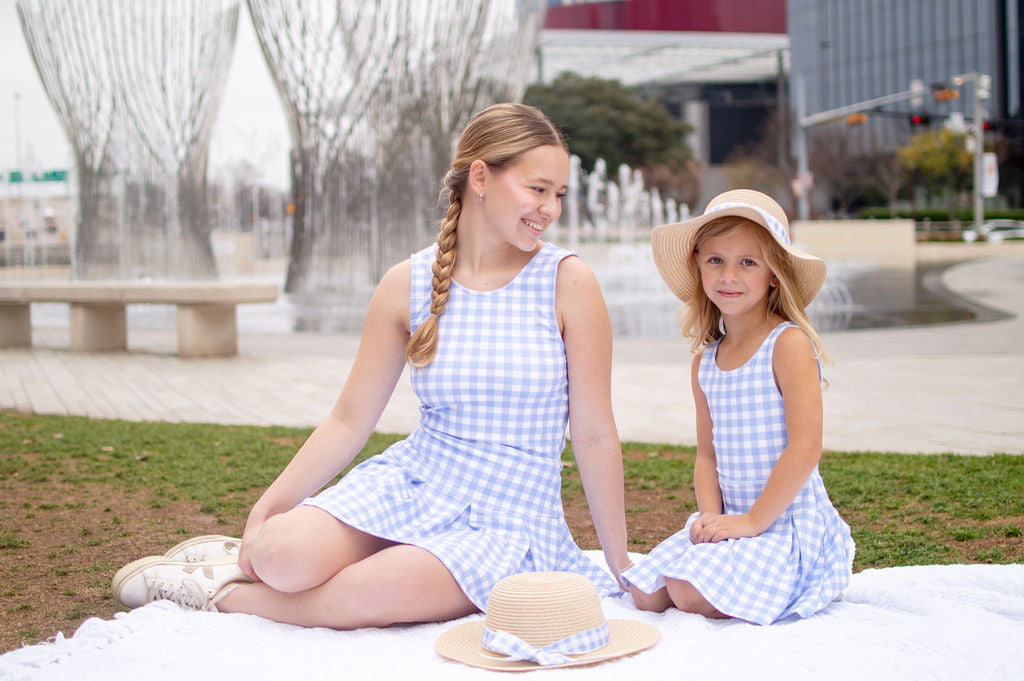 Pleated Tennis Dress - French Blue Gingham