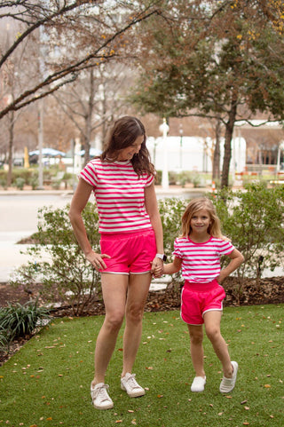 Track Shorts with Pockets - Magenta - Sugar Bee Clothing