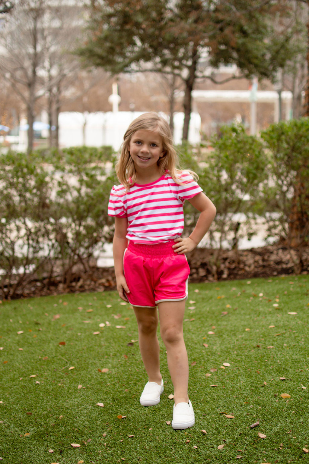 Puff Sleeve Tee - Magenta Stripe