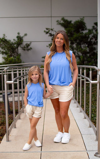 Track Shorts with Pockets - Taupe/Cream - Sugar Bee Clothing