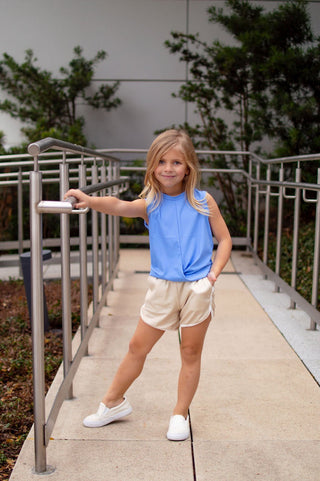 Track Shorts with Pockets - Taupe/Cream - Sugar Bee Clothing