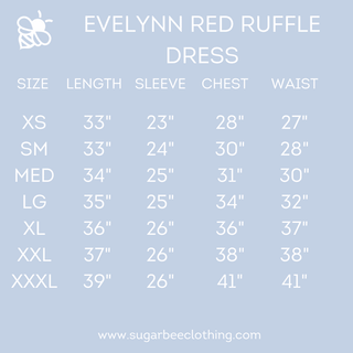 Evelyn - Holiday Red Long Sleeve Ruffle Dress - Sugar Bee Clothing