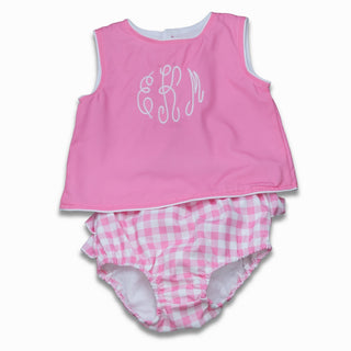3 Bow Swing Back Bloomer Set - Pink Gingham - Sugar Bee Clothing