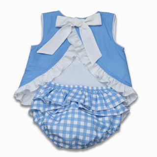 Ruffle Trimmed Swing Back Bloomer Set - Blue Gingham - Sugar Bee Clothing