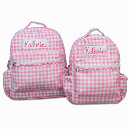 Backpack - Pink Gingham - Sugar Bee Clothing