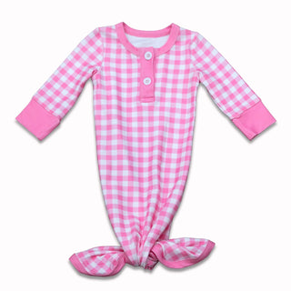 Knotted Gown - Pink Gingham - Sugar Bee Clothing