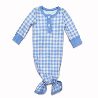 Knotted Gown - Blue Gingham - Sugar Bee Clothing