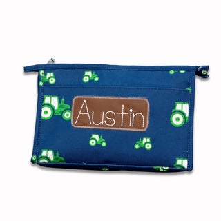 Pencil Bag - Tractors On Navy - Sugar Bee Clothing