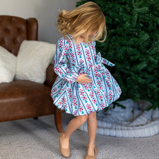 Camille LS Bubble Dress - Snowberry Stripes - Sugar Bee Clothing