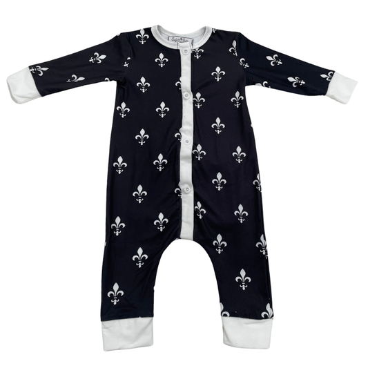 One-piece Buttflap Pajamas - Fleur de Lis