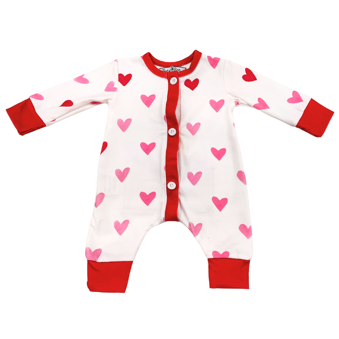 Buttflap Pajamas - Pink Hearts