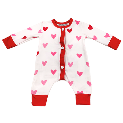 Buttflap Pajamas - Pink Hearts