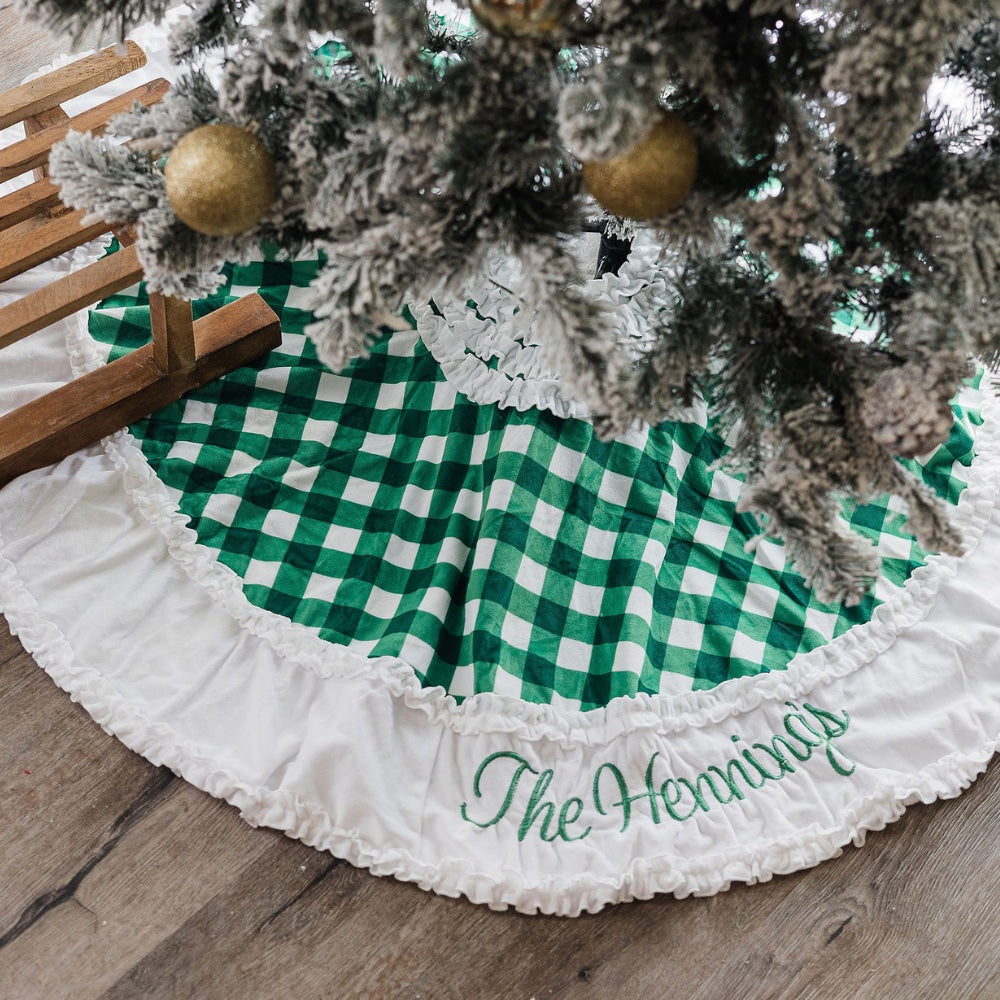 Christmas Tree Skirt - Green Gingham