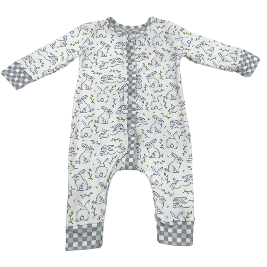 One-piece Buttflap Pajamas - Grey Easter Boy Bunny