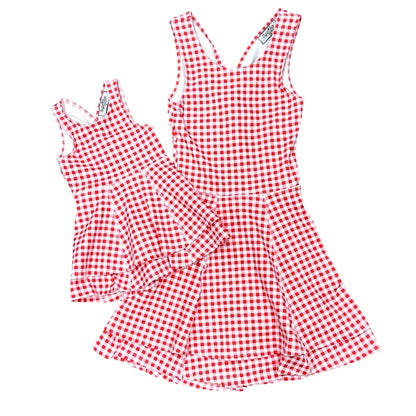 Ruffle Tennis Dress - Red Gingham
