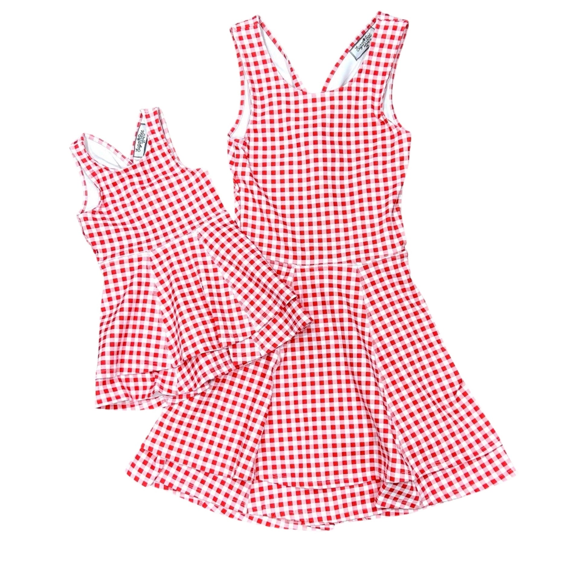 red gingham tennis dress AS REVIVAL | Warm Up Gingham Dress | RED | Material: 82% Polyester, 18% Spandex