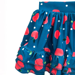 Ruffle Skort - Apples on Navy - Sugar Bee Clothing