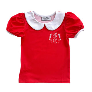 Peter Pan Puff Sleeve Tee - Red - Sugar Bee Clothing