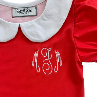 Peter Pan Puff Sleeve Tee - Red - Sugar Bee Clothing