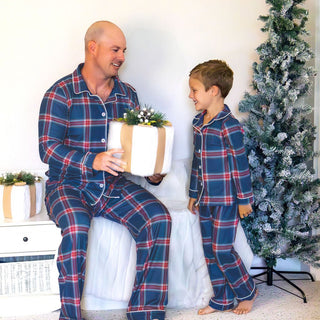 Button Down Pajamas - Winter Plaid Holiday Lounge - Sugar Bee Clothing