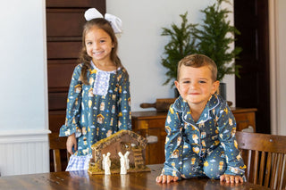 Button Down Pajamas - Manger Holiday Lounge - Sugar Bee Clothing