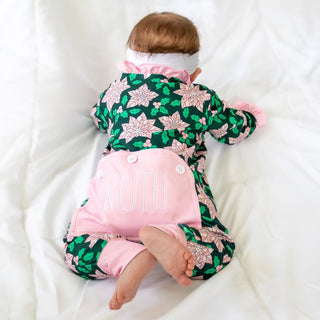 Ruffle Buttflap Pajamas - Poinsettia Holiday Lounge - Sugar Bee Clothing